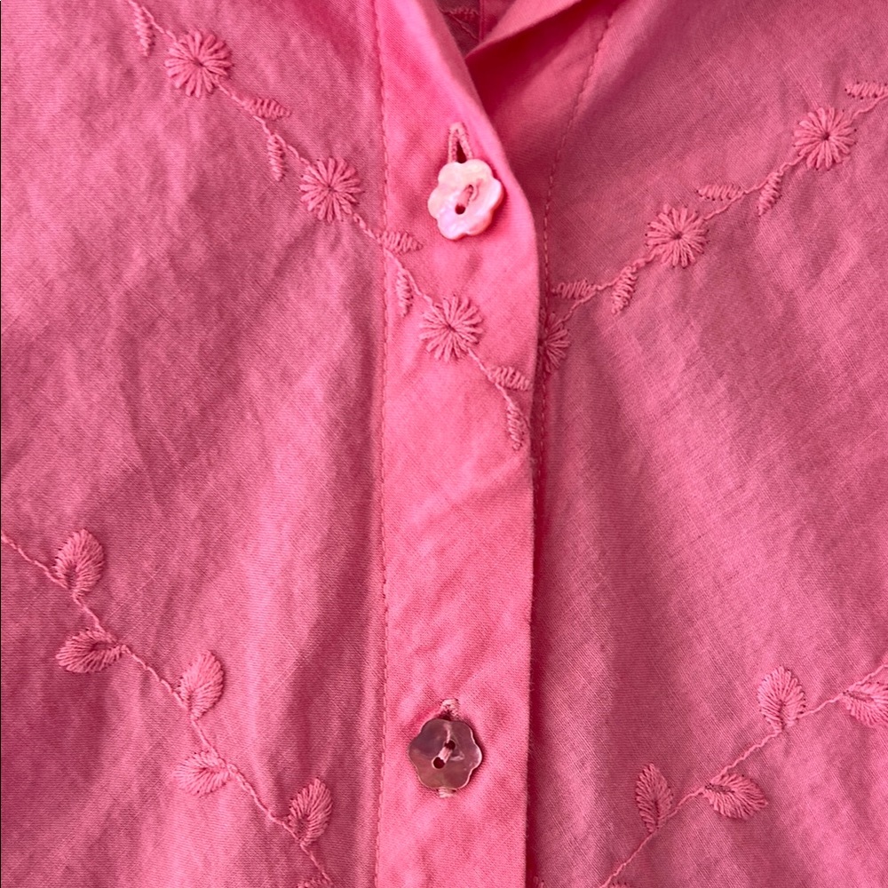 Pink 3/4 Sleeve Button Down Shirt - Picture 2 of 4